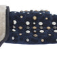 Dolce & Gabbana Chic Gray Wool & Shearling Gloves with Studded Details