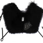 Dolce & Gabbana Elegant Black Fox Fur Silk Shoulder Wrap