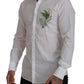 Dolce & Gabbana Elegant White Peacock Feather Dress Shirt