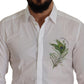 Dolce & Gabbana Elegant White Peacock Feather Dress Shirt