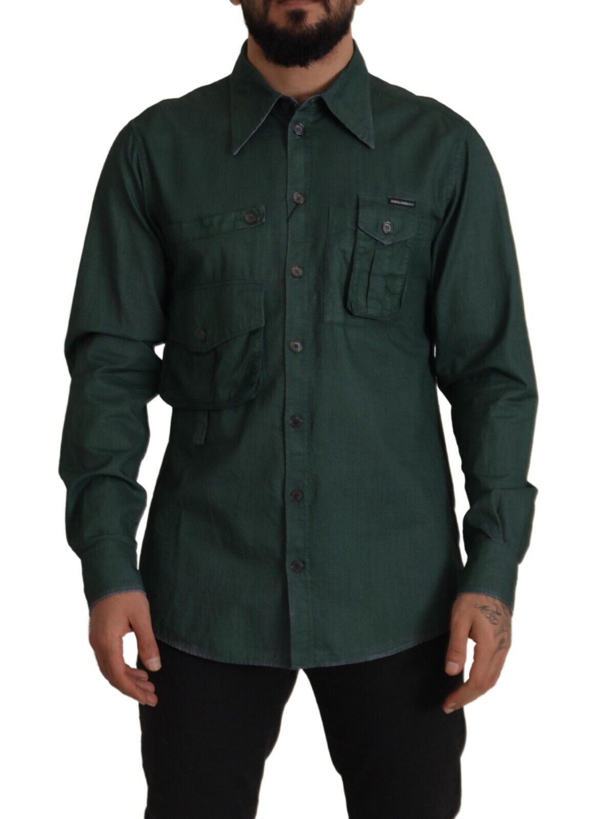 Dolce & Gabbana Emerald Elegance Slim Fit Casual Shirt