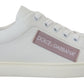 Dolce & Gabbana Chic White Pink Leather Low-Top Sneakers