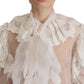 Dolce & Gabbana Elegant White Lace Silk-Cotton Top