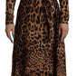 Dolce & Gabbana Elegant V-Neck A-Line Maxi Dress in Brown