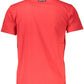 Cavalli Class Chic Red Round Neck Cotton Tee with Signature Print