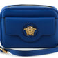 Versace Elegant Blue Calf Leather Camera Case Bag