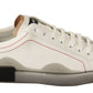 Dolce & Gabbana Elegant White & Gold Leather Sneakers