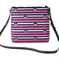 Kate Spade Jae Nylon Leather Flat Pink Striped Multi Crossbody HandBag Purse