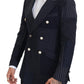 Dolce & Gabbana Navy Blue Double Breasted Slim Fit Blazer