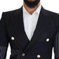 Dolce & Gabbana Elegant Navy Double Breasted Wool Blazer