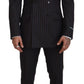 Dolce & Gabbana Elegant Black Striped Virgin Wool Suit