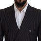 Dolce & Gabbana Elegant Black Striped Virgin Wool Suit