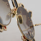 Dolce & Gabbana Elegant Round Rose-Embellished Sunglasses