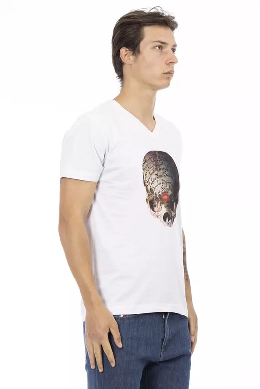 Trussardi Action White Cotton Men's V-Neck T-Shirt