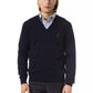 Uominitaliani Blue Merino Wool Men Sweater