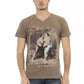 Trussardi Action Brown Cotton Men's V-Neck T-Shirt