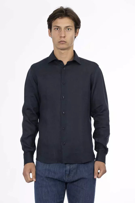 Baldinini Trend Blue Linen Men Shirt