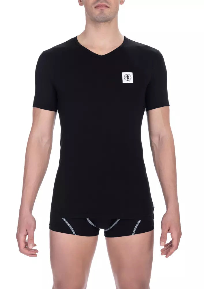 Bikkembergs Black Cotton Men's V-Neck T-Shirt