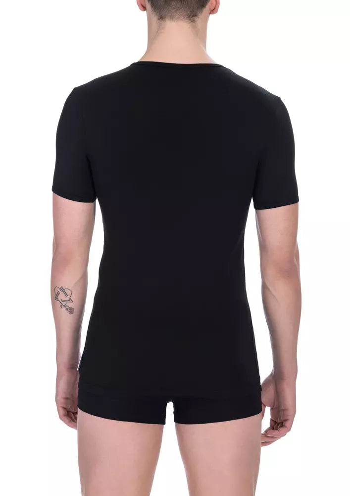 Bikkembergs Black Cotton Men's V-Neck T-Shirt