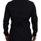 Dolce & Gabbana Elegant Black Slim Fit Dress Shirt with Crown Embroidery