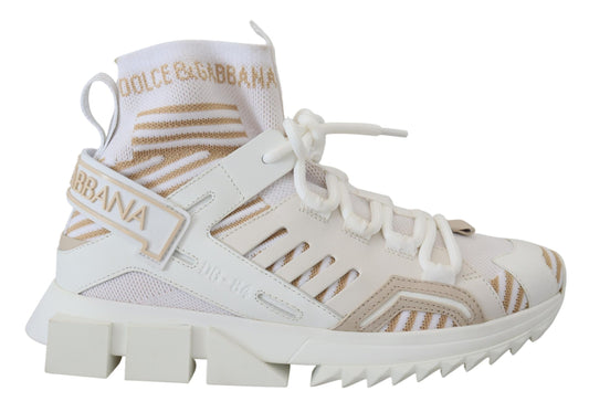 Dolce & Gabbana Elegant White Beige SORRENTO Sneakers