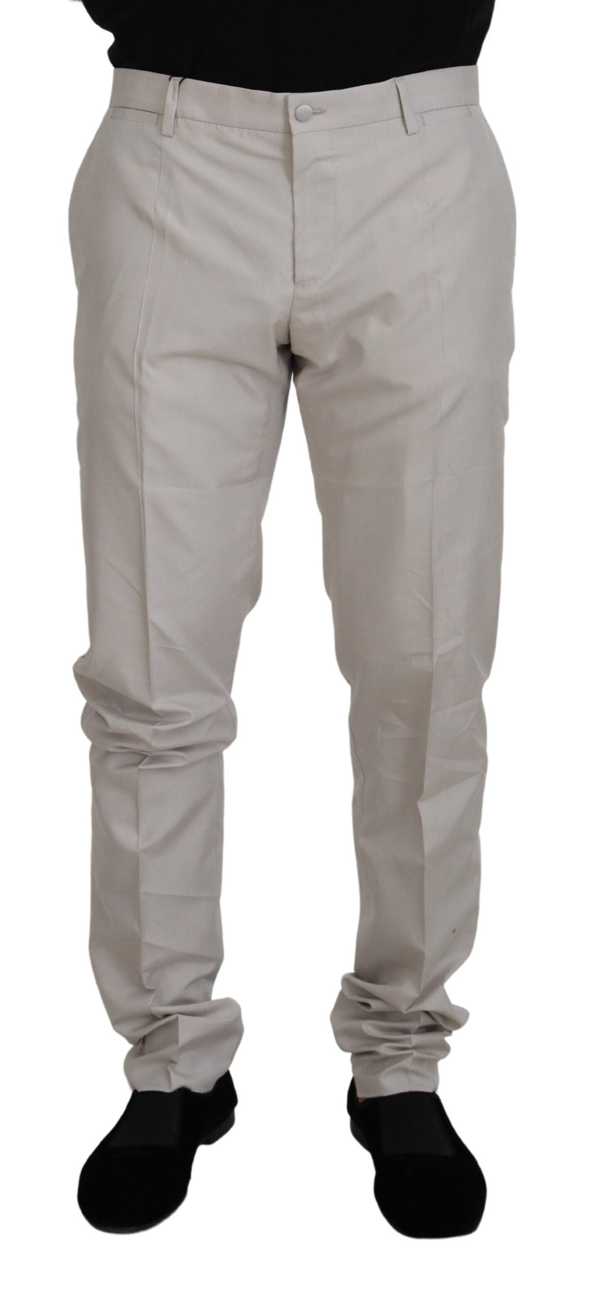 Dolce & Gabbana Elegant Off White Silk Blend Trousers