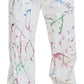 Dolce & Gabbana Chic White Splash Print Denim Pants