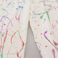 Dolce & Gabbana Chic White Splash Print Denim Pants