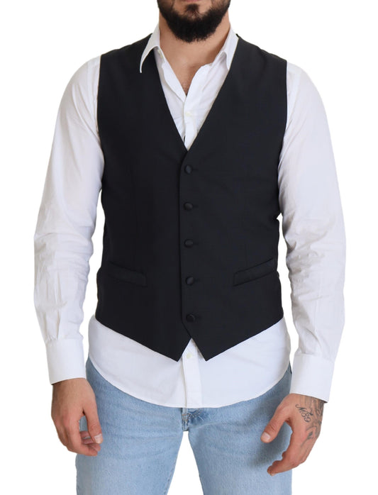 Dolce & Gabbana Elegant Black Single Breasted Dress Vest