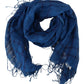 Costume National Chic Linen Fringed Scarf in Blue Checkered