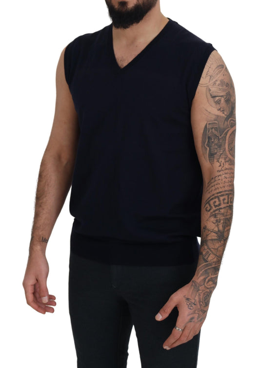 Paolo Pecora Milano Sleek Black V-Neck Sleeveless Tank