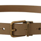 Dolce & Gabbana Elegant Brown Leather Belt with Brass Tone Buckle