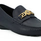 Versace Elegant Navy Blue Calf Leather Loafers