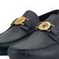 Versace Elegant Navy Blue Calf Leather Loafers