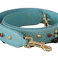 Dolce & Gabbana Elegant Blue Leather Bag Strap with Gold Accents