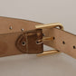 Dolce & Gabbana Bronze Leather Belt with Gold-Toned Buckle