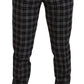 BENCIVENGA Elegant Gray Checked Gentleman's Chinos