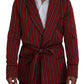 Dolce & Gabbana Elegant Red Striped Long Robe Luxury Wear