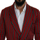 Dolce & Gabbana Elegant Red Striped Long Robe Luxury Wear