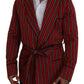 Dolce & Gabbana Elegant Red Striped Long Robe Luxury Wear