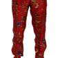 Dolce & Gabbana Elegant Silk Dress Trousers in Red Bird Print