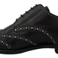 Dolce & Gabbana Elegant Studded Black Derby Shoes