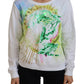 Versace Jeans Elegant White Graphic Crew Neck Sweater