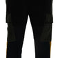 Dolce & Gabbana Elegant Black Tapered Trousers with Yellow Accent