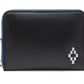 Marcelo Burlon Sleek Black Leather Card Holder with Blue Accents