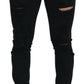 Dolce & Gabbana Svelte Black Tattered Slim Fit Denim