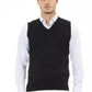 Alpha Studio Black Viscose Men Vest