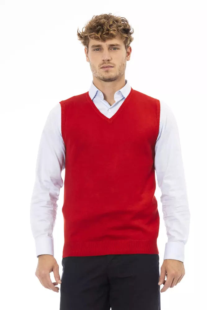 Alpha Studio Red Viscose Men Vest