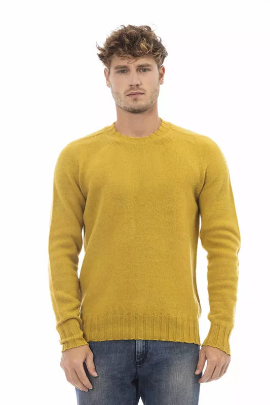 Alpha Studio Yellow Wool Men Sweater