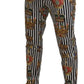 Dolce & Gabbana Elegant Gold Crown Stripe Chino Pants